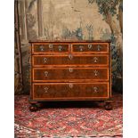 A WILLIAM & MARY OLIVEWOOD, WALNUT AND FRUITWOOD OYSTER VENEERED CHEST OF DRAWERS, CIRCA 1690