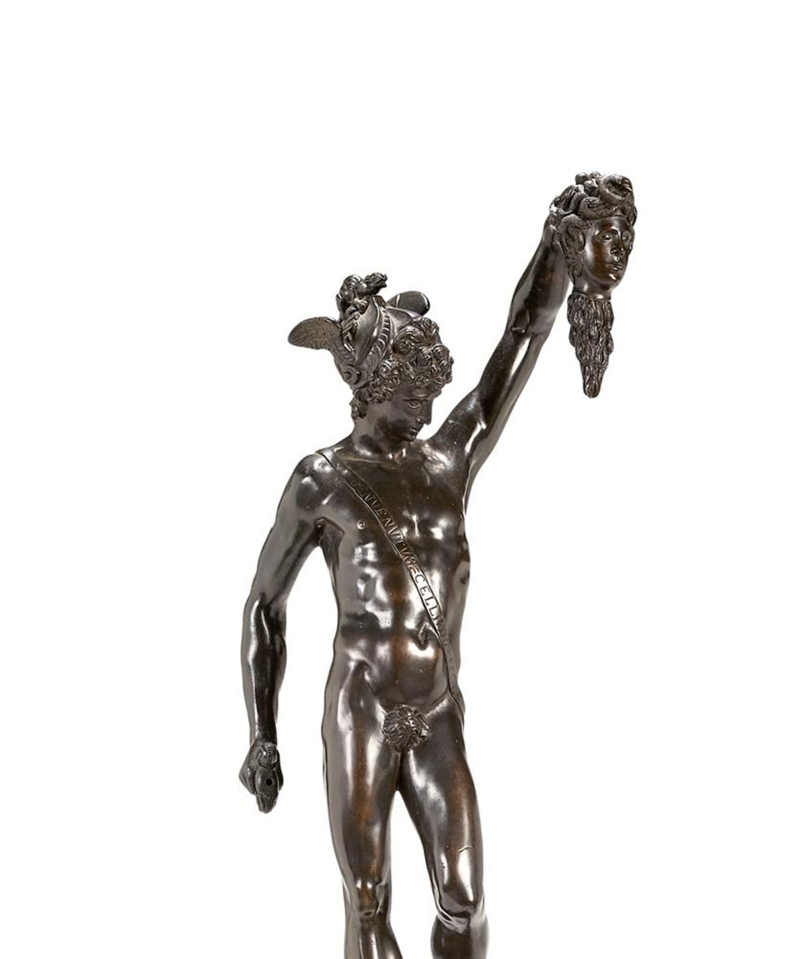 AFTER BENVENUTO CELLINI (FLORENCE, 1500-1571) A BRONZE FIGURE OF PERSEUS AND MEDUSA ON PLINTH - Image 2 of 3