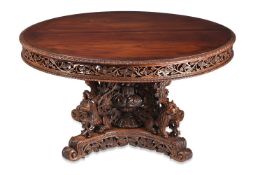 Y AN ANGLO-INDIAN CARVED ROSEWOOD CENTRE TABLE, SECOND QUARTER 19TH CENTURY