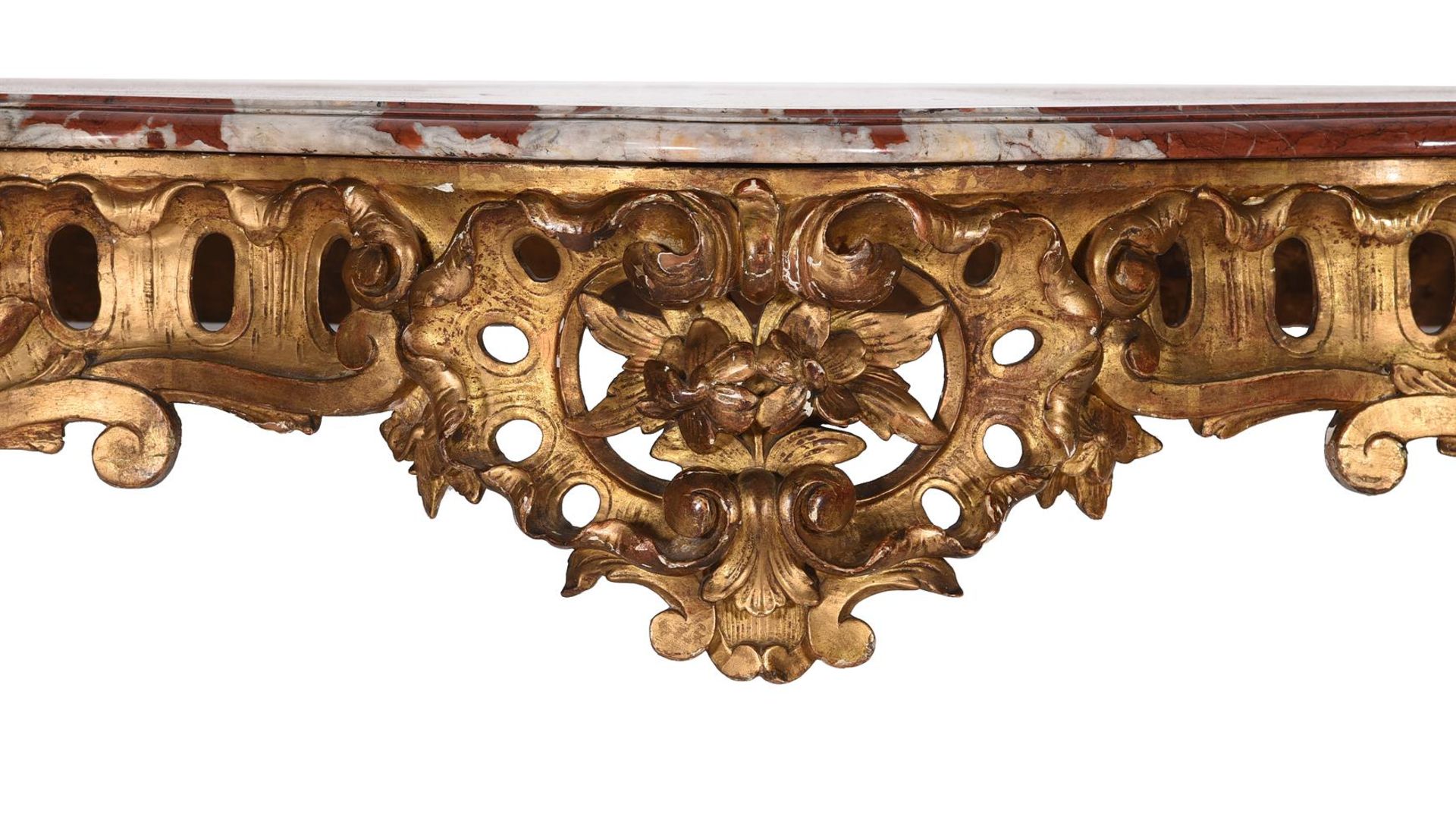 A FRENCH CARVED GILTWOOD CONSOLE TABLE, IN LOUIS XV STYLE, MID 19TH CENTURY - Image 2 of 5