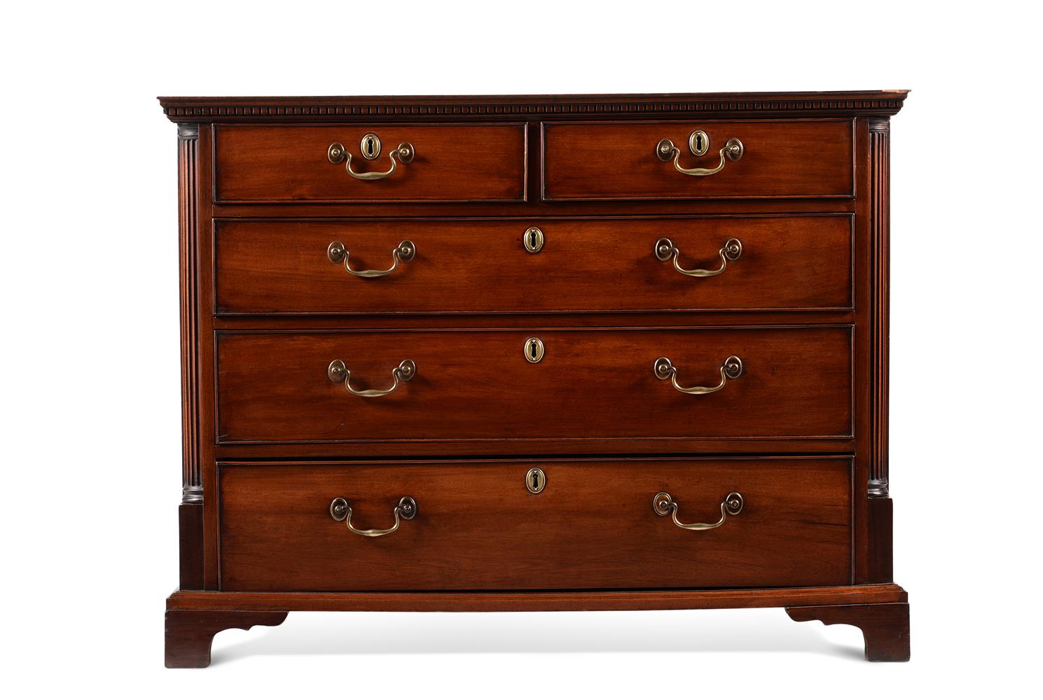 A GEORGE III EXOTIC HARDWOOD CHEST OF DRAWERS, OF NORTH COUNTRY TYPE, CIRCA 1770