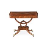 Y A REGENCY ROSEWOOD AND SATINWOOD BANDED FOLDING CARD TABLE, CIRCA 1820