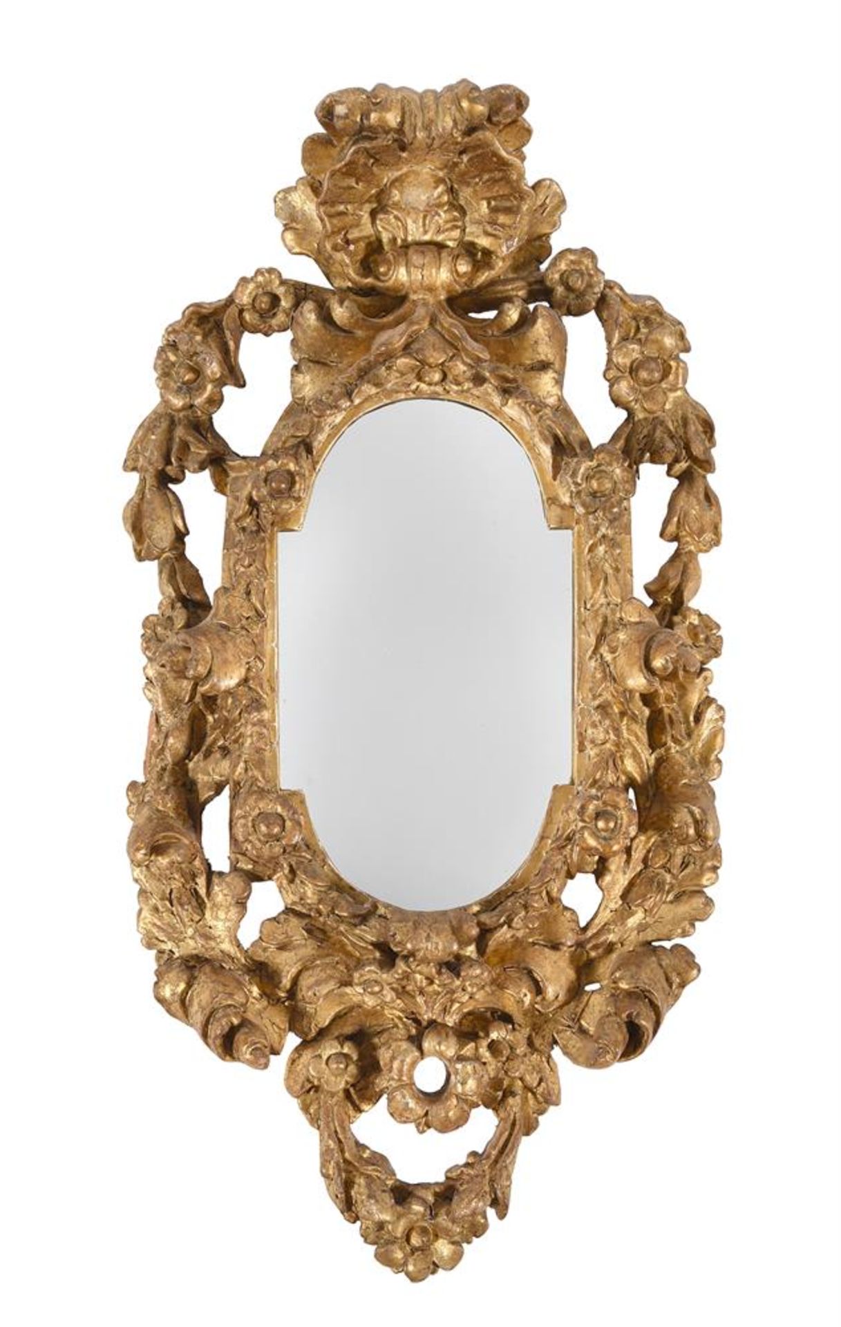 A PAIR OF ITALIAN CARVED GILTWOOD MIRRORS, LATE 18TH OR EARLY 19TH CENTURY