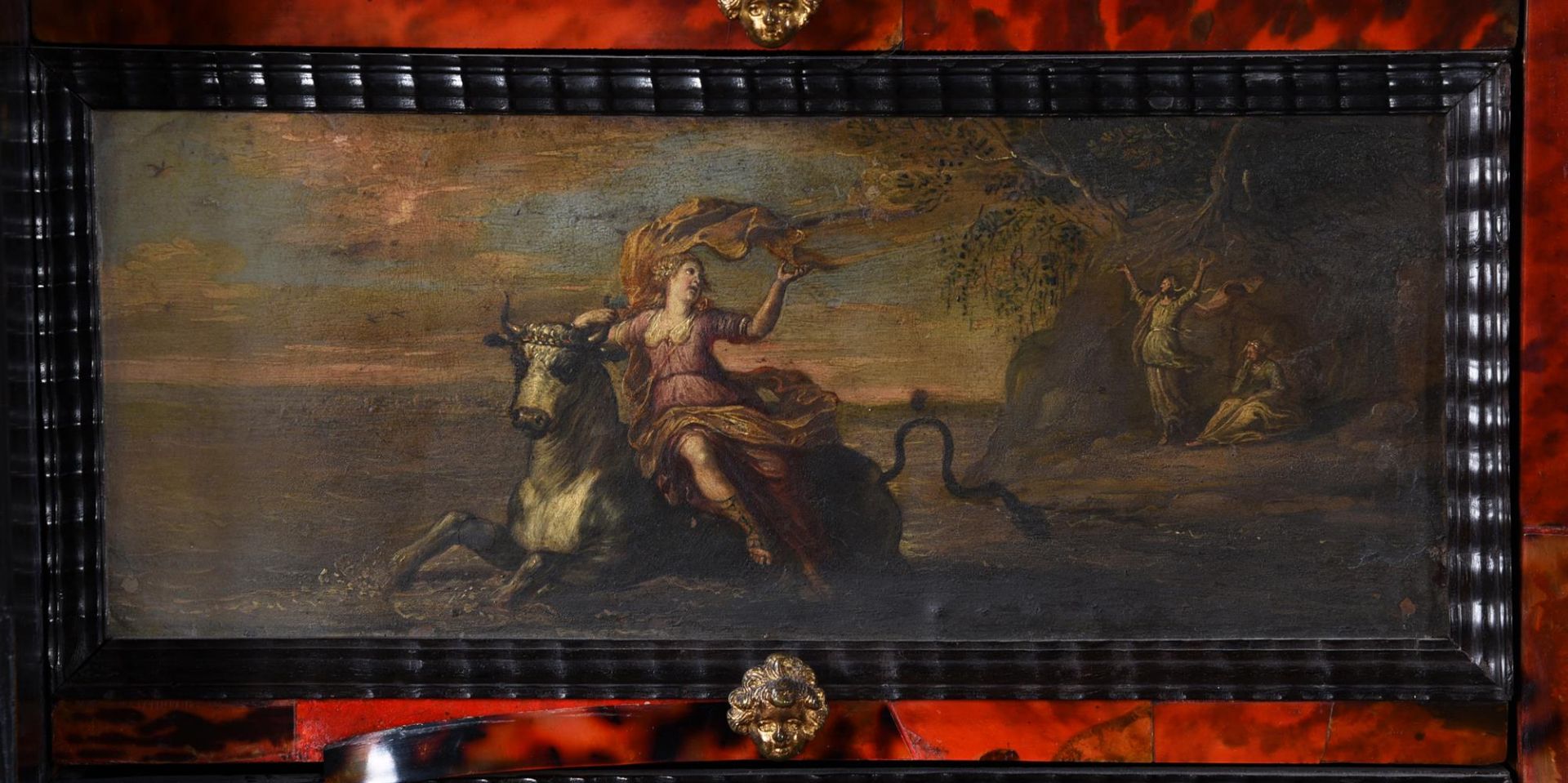 Y A FLEMISH EBONY, TORTOISESHELL AND POLYCHROME PAINTED CABINET ON STAND - Image 15 of 26