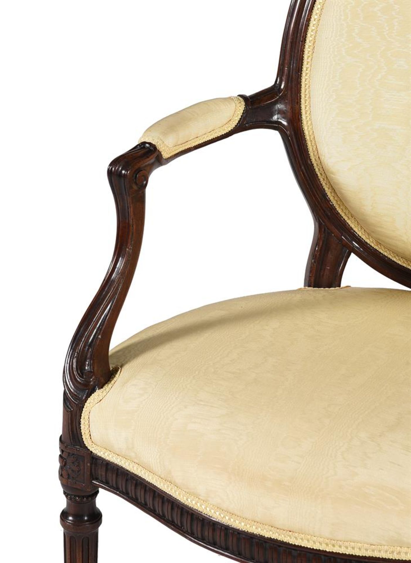 A GEORGE III MAHOGANY ARMCHAIR, IN THE MANNER OF GEORGE HEPPLEWHITE, CIRCA 1780 - Image 4 of 4