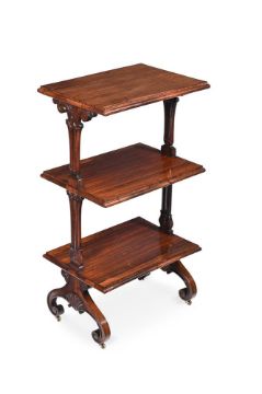 A WILLIAM IV ROSEWOOD ETAGERE, IN THE MANNER OF WILLIAM SMEE, CIRCA 1835