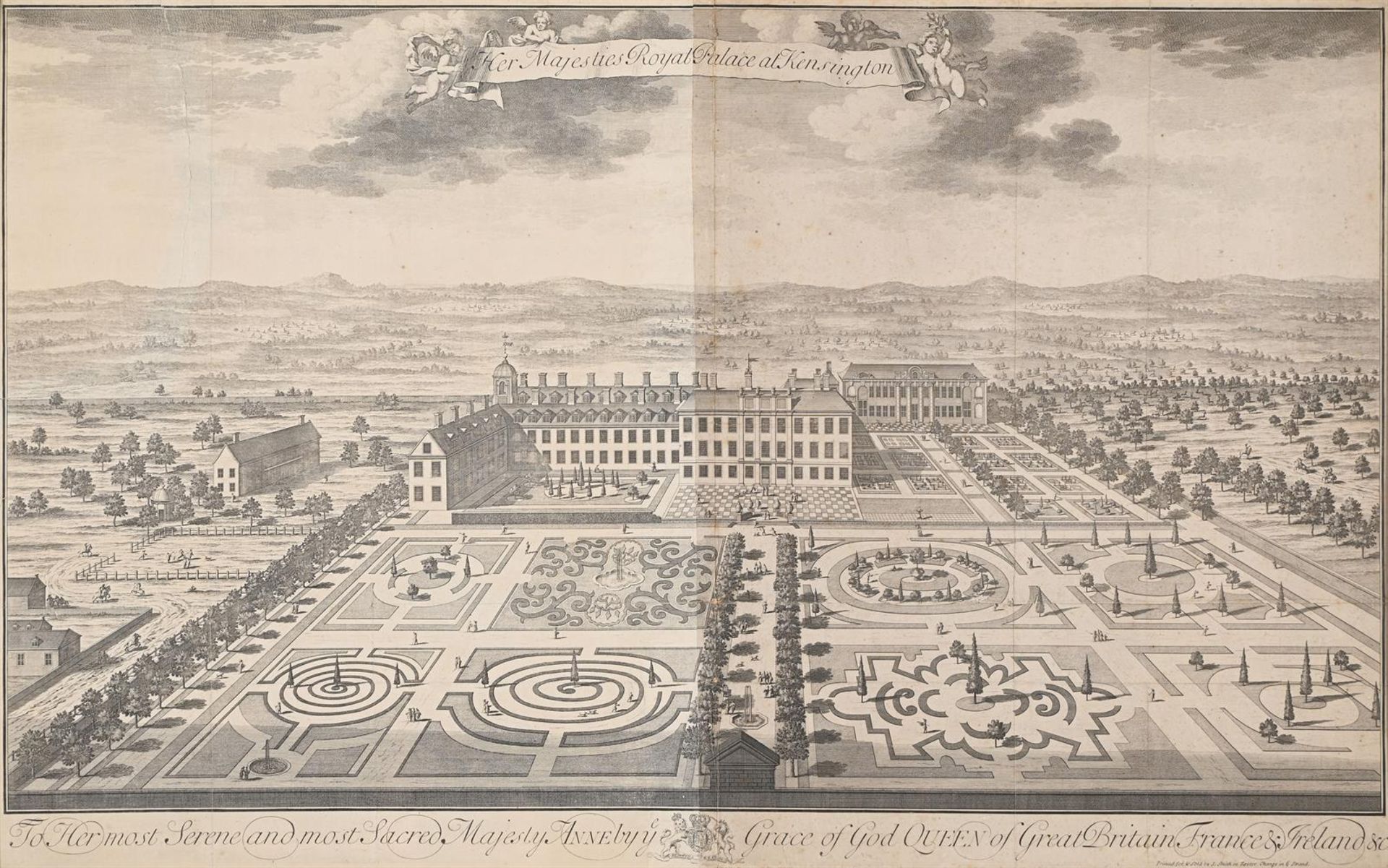 EARLY 18TH CENTURY ENGLISH SCHOOL, 'HER MAJESTIES ROYAL PALACE AT KENSINGTON' - Bild 2 aus 2