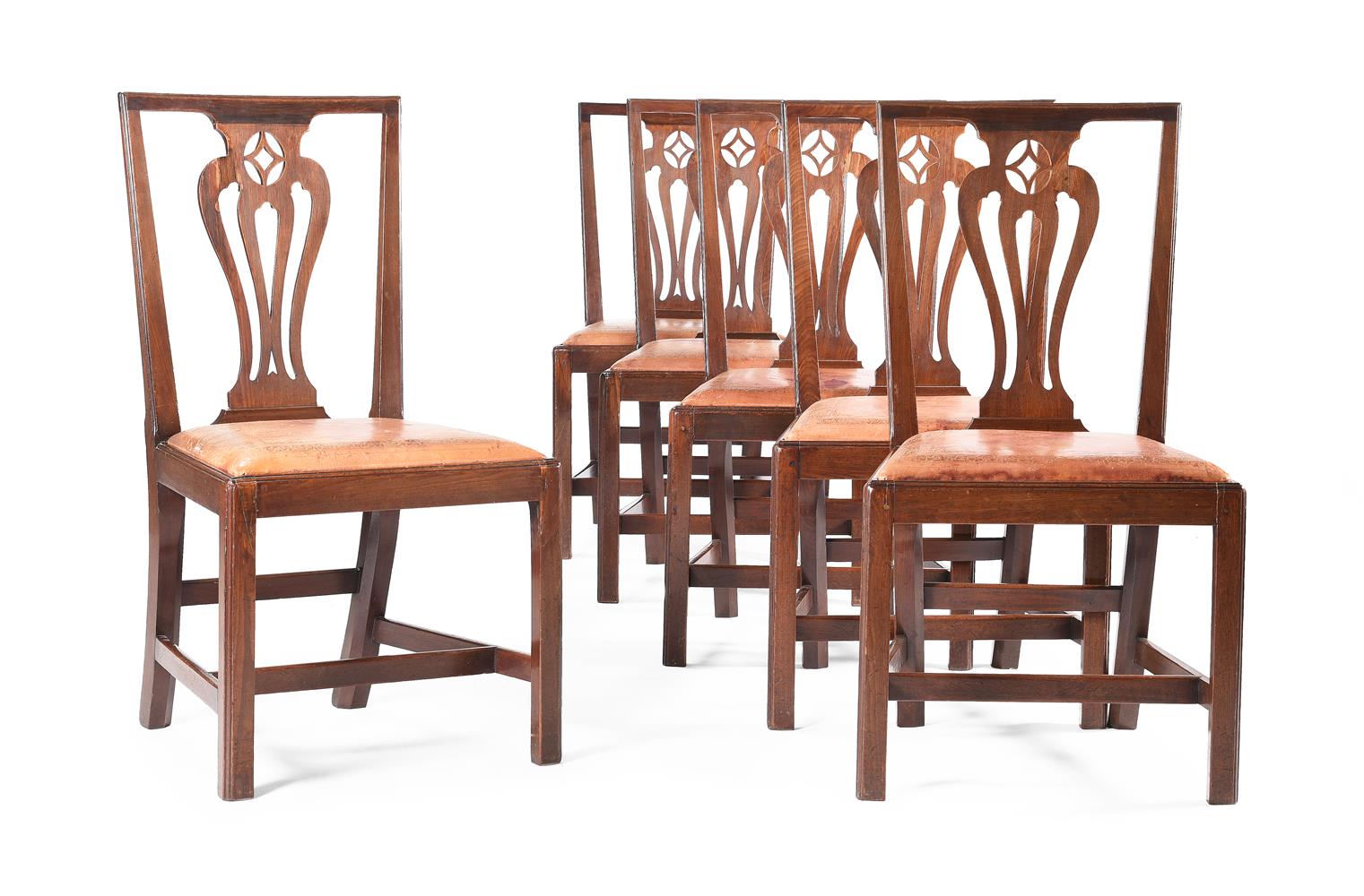 A SET OF SIX GEORGE III MAHOGANY DINING CHAIRS, LATE 18TH CENTURY