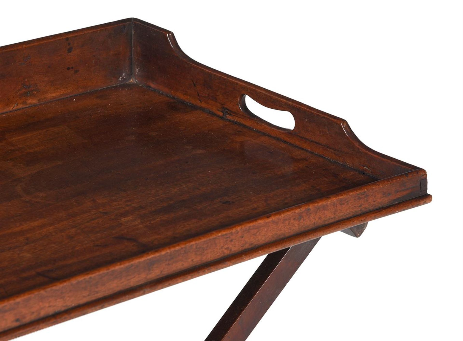 A MAHOGANY BUTLERS TRAY ON STAND, LATE 18TH OR EARLY 19TH CENTURY - Image 3 of 3