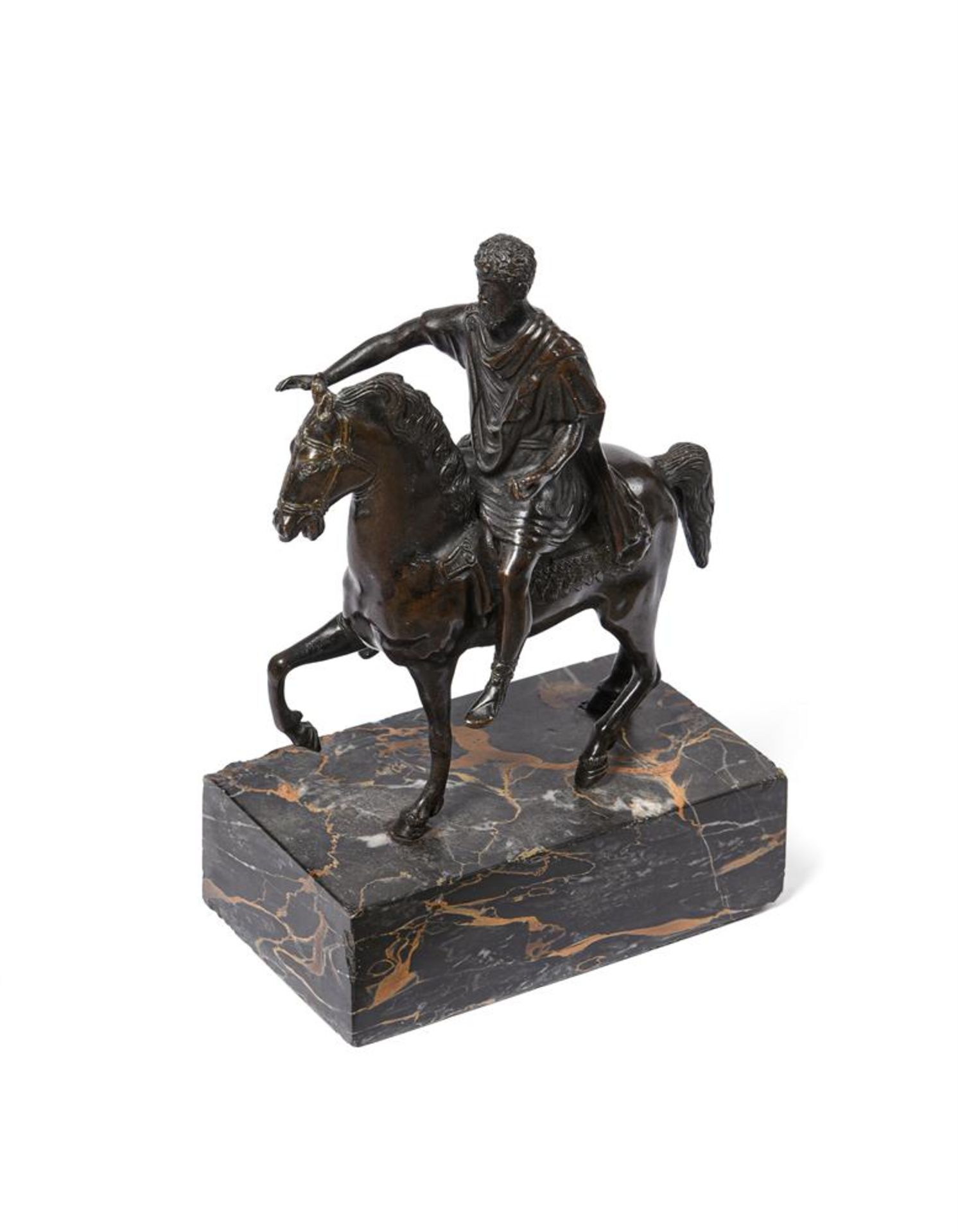 AFTER THE ANTIQUE, A BRONZE FIGURE OF MARCUS AURELIUS ON HORSEBACK, LATE 18TH/EARLY 19TH CENTURY