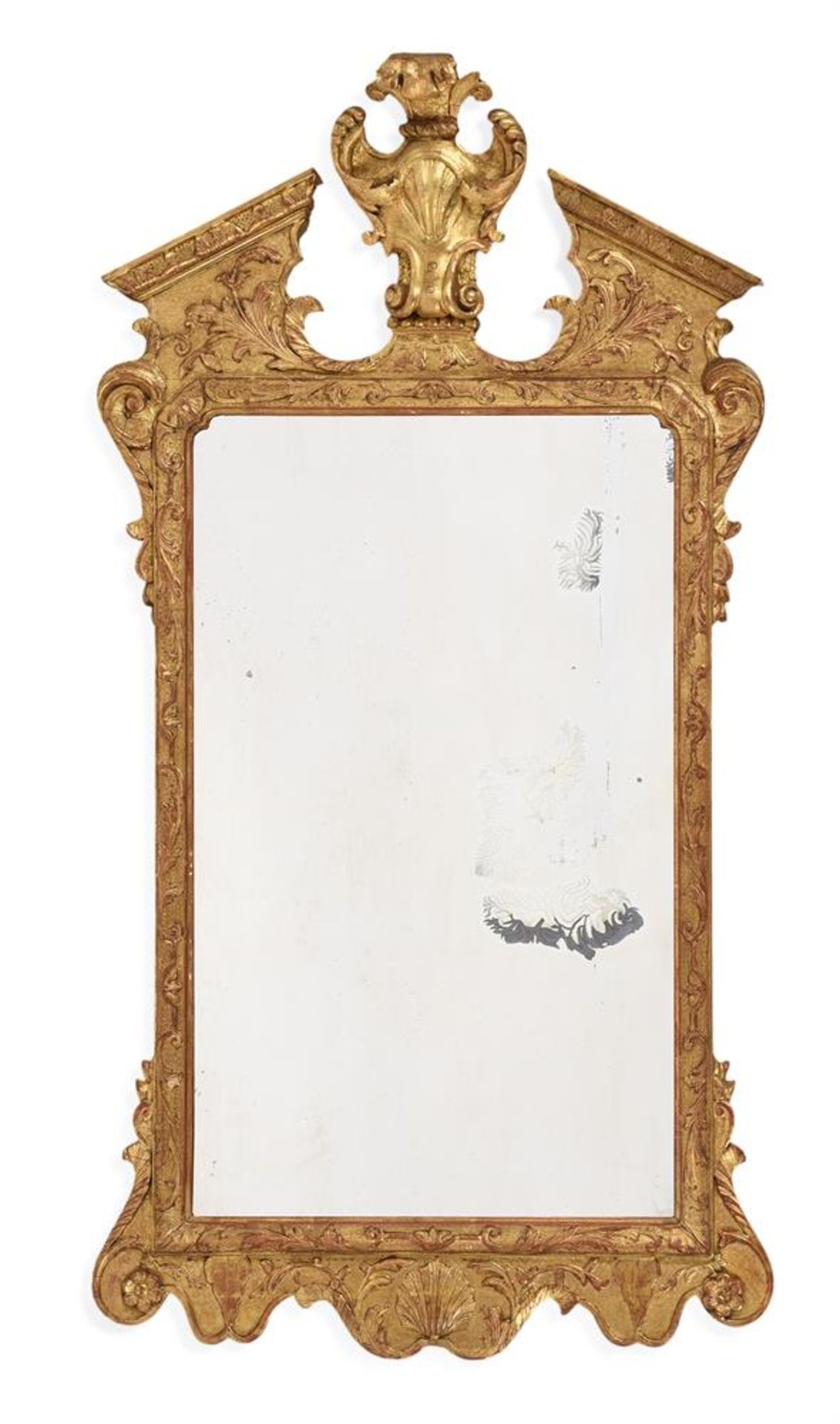 A GILTWOOD AND GILT GESSO MIRROR, IN GEORGE I STYLE, LATE 19TH OR EARLY 20TH CENTURY