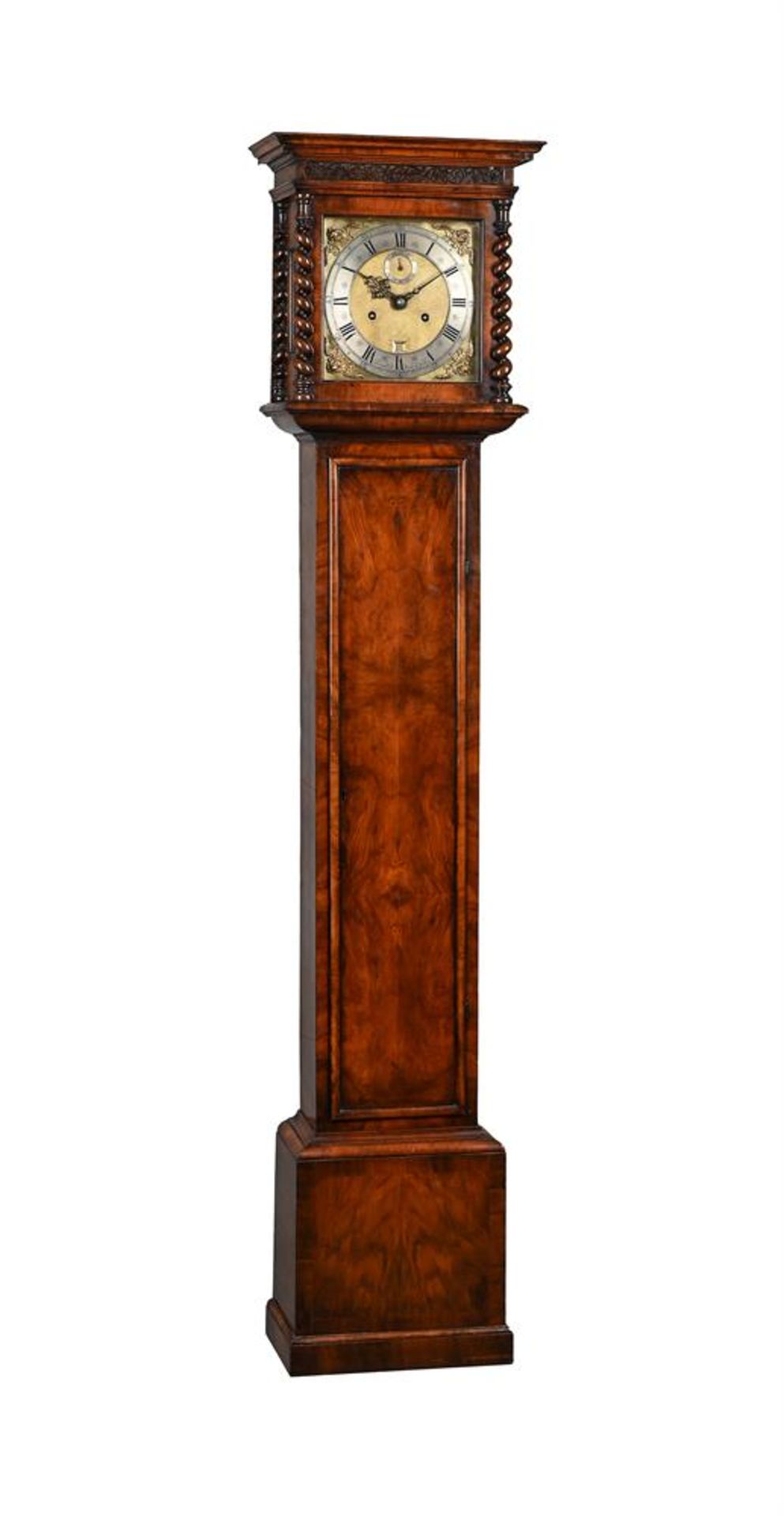 A WALNUT EIGHT-DAY LONGCASE CLOCK