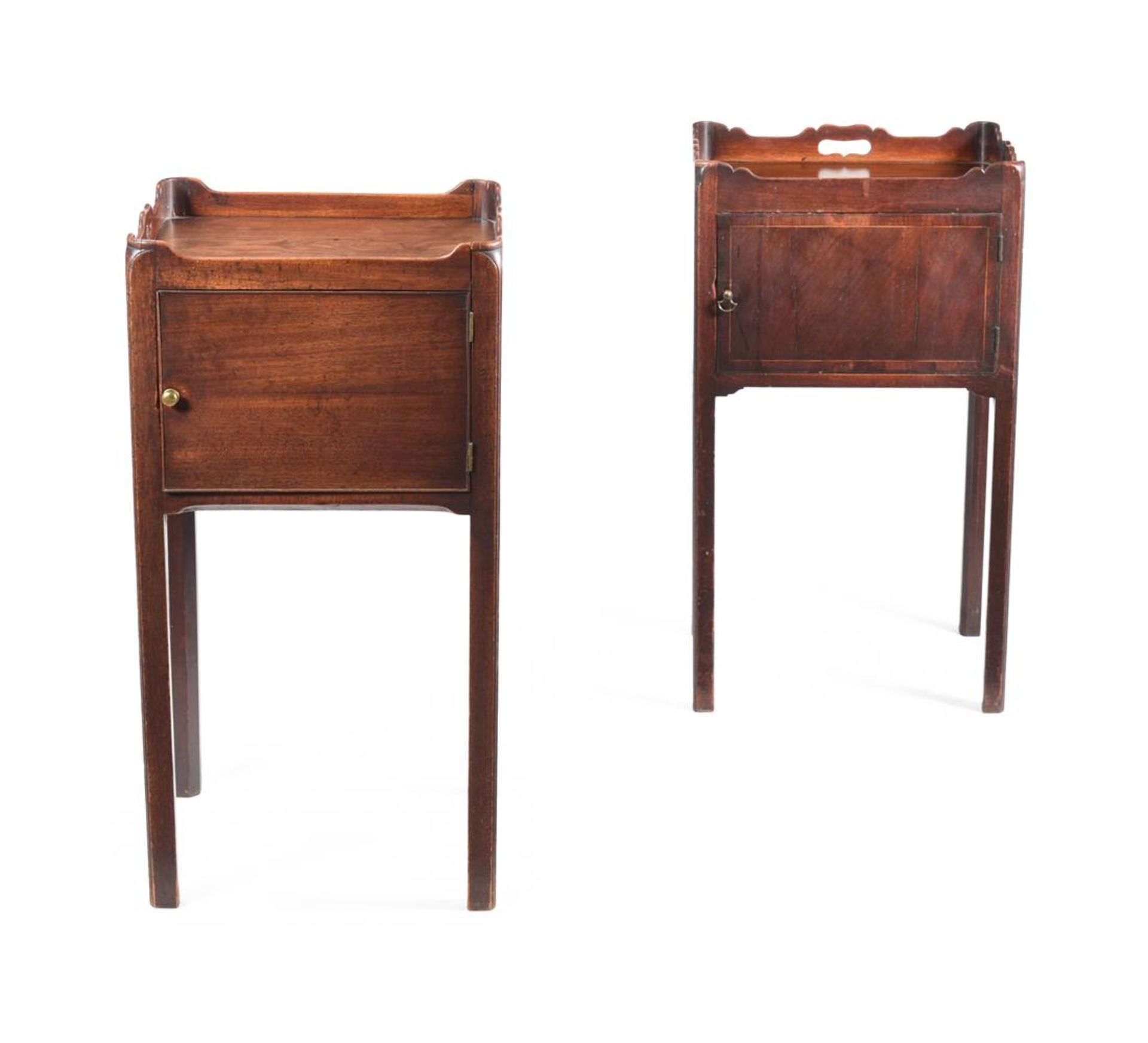 TWO GEORGE III SIMILAR MAHOGANY BEDSIDE CUPBOARDS, LATE 18TH OR EARLY 19TH CENTURY