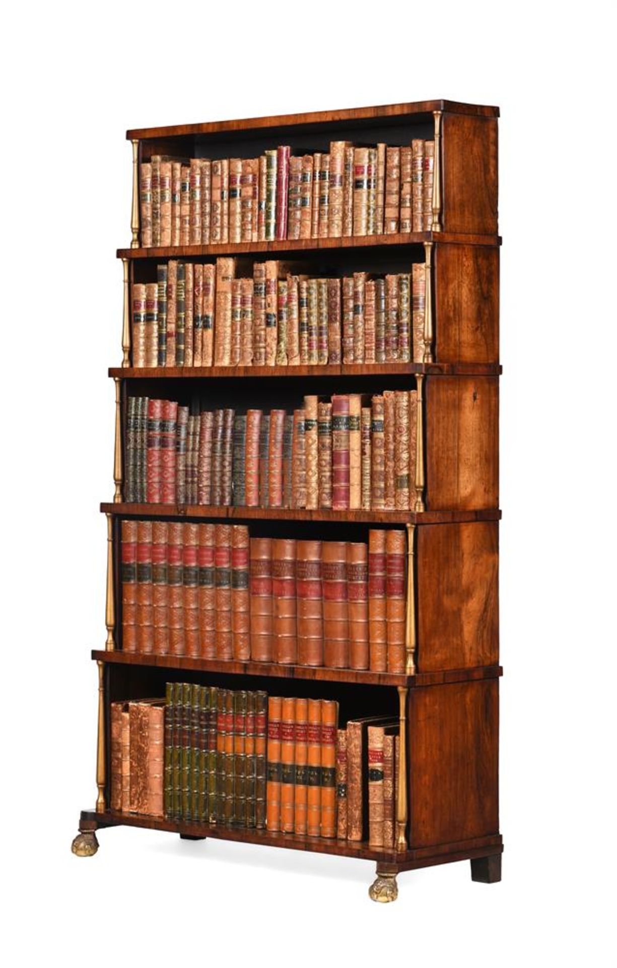 Y A PAIR OF REGENCY ROSEWOOD AND PARCEL GILT 'WATERFALL' OPEN BOOKCASES, CIRCA 1815 - Bild 3 aus 7