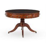 A GEORGE III MAHOGANY AND BOXWOOD LINE INLAID DRUM LIBRARY OR RENT TABLE, CIRCA 1800