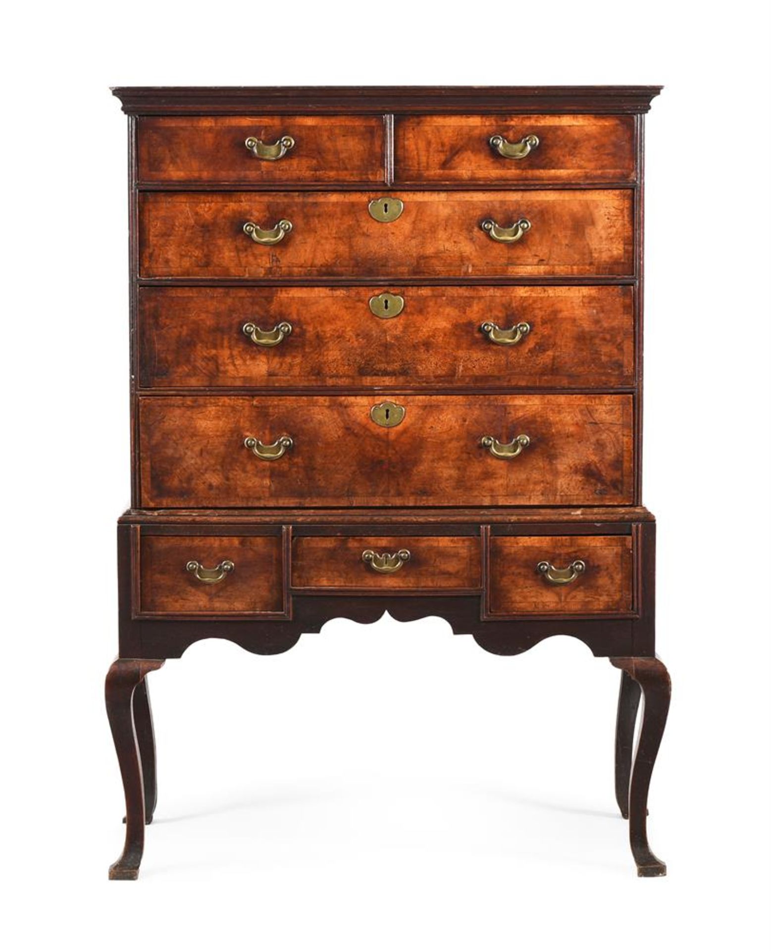 A GEORGE II WALNUT CHEST ON STAND, MID 18TH CENTURY