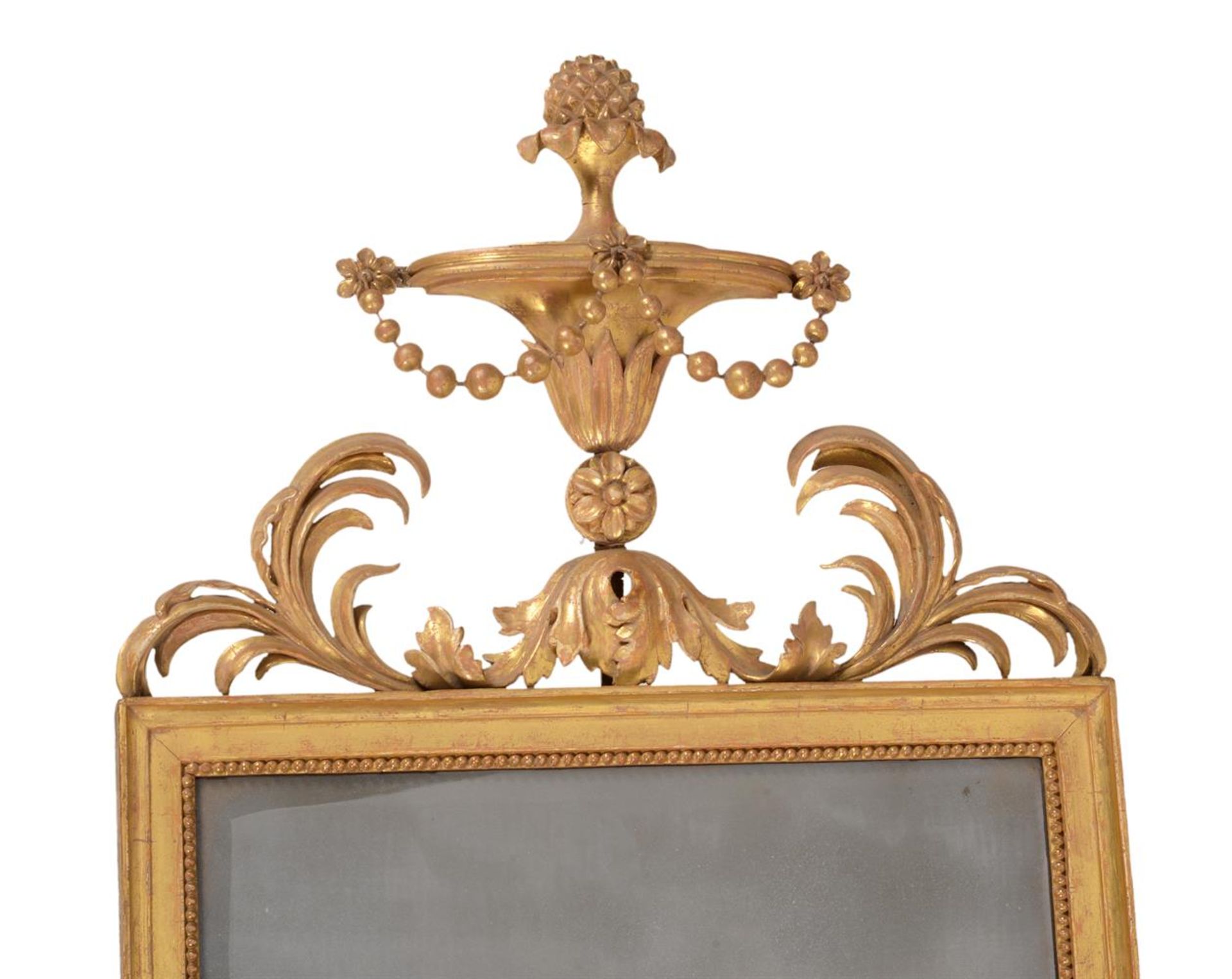 A GEORGE III CARVED GILTWOOD WALL MIRROR, IN THE MANNER OF ROBERT ADAM, CIRCA 1790 - Image 3 of 5