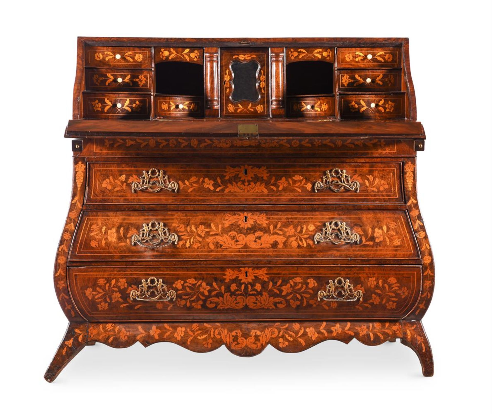 A DUTCH WALNUT AND FLORAL MARQUETRY BUREAU, LATE 18TH CENTURY - Image 2 of 6