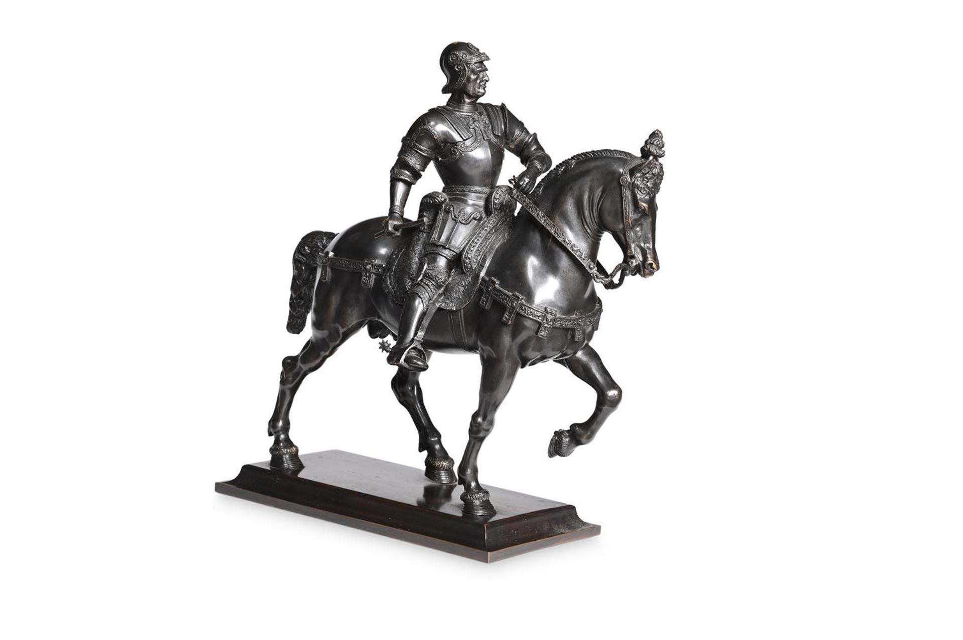 AFTER ANDREA DEL VERROCCHIO, AN EQUESTRIAN BRONZE OF BARTOLOMEO COLLEONI, 19TH CENTURY