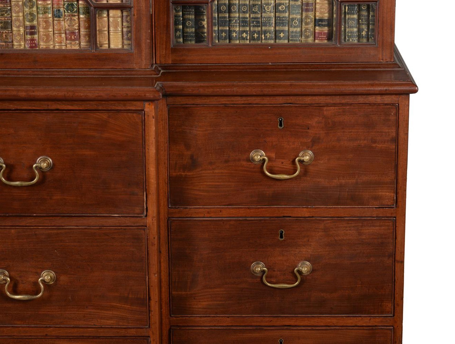 A GEORGE III MAHOGANY BREAKFRONT SECRETAIRE LIBRARY BOOKCASE, LATE 18TH CENTURY - Image 4 of 4