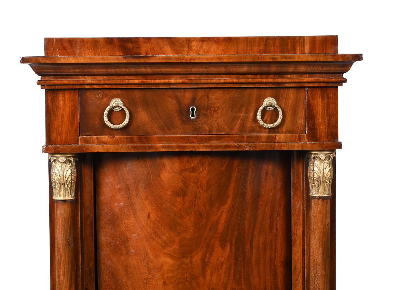 A CONTINENTAL MAHOGANY AND PARCEL GILT PEDESTAL CABINET, PROBABLY FRENCH, FIRST HALF 19TH CENTURY - Image 3 of 3