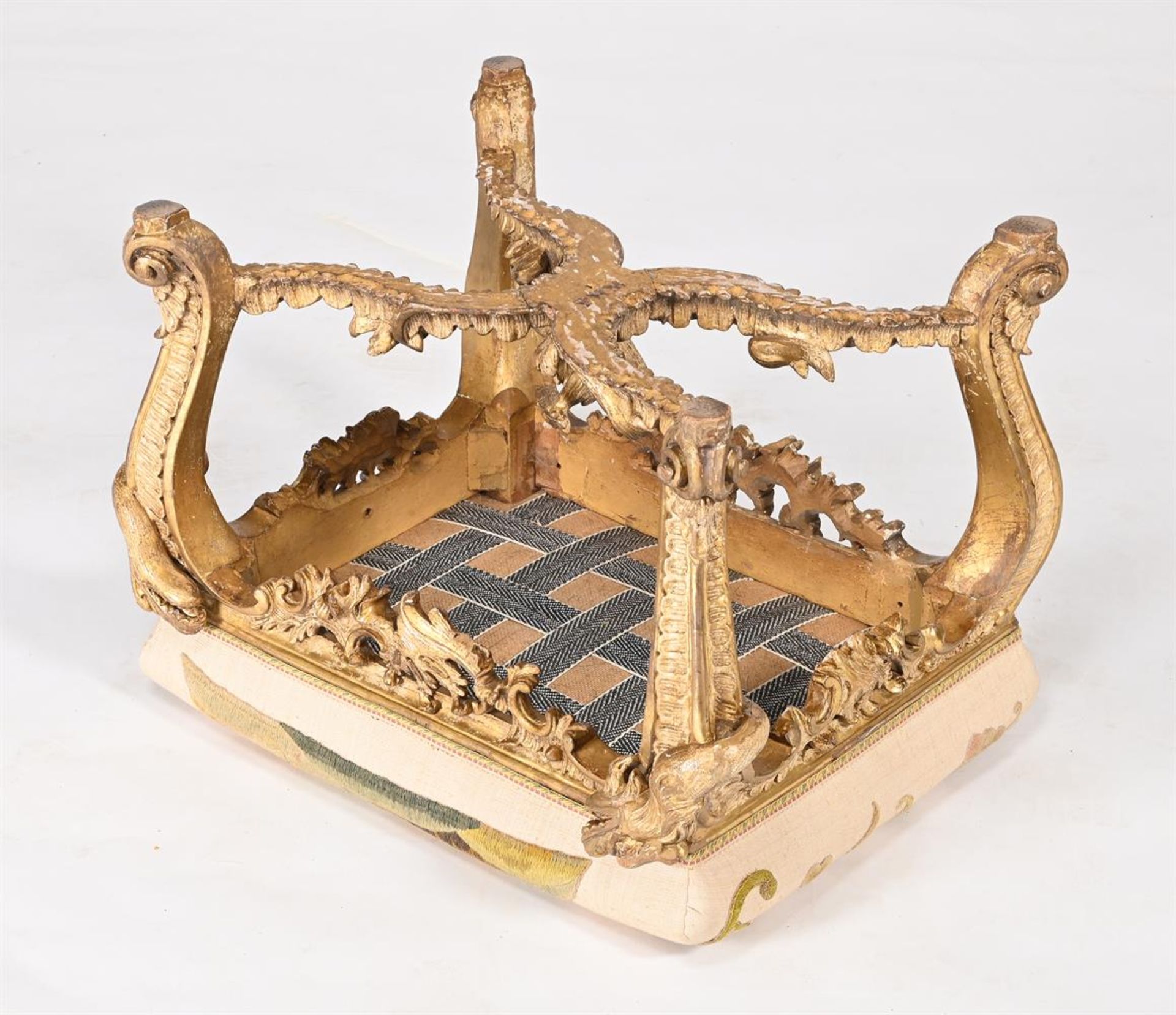 A CARVED GILTWOOD STOOL, PROBABLY GERMAN, IN THE MANNER OF FERDINAND TIETZ, CIRCA 1730 - Image 8 of 8