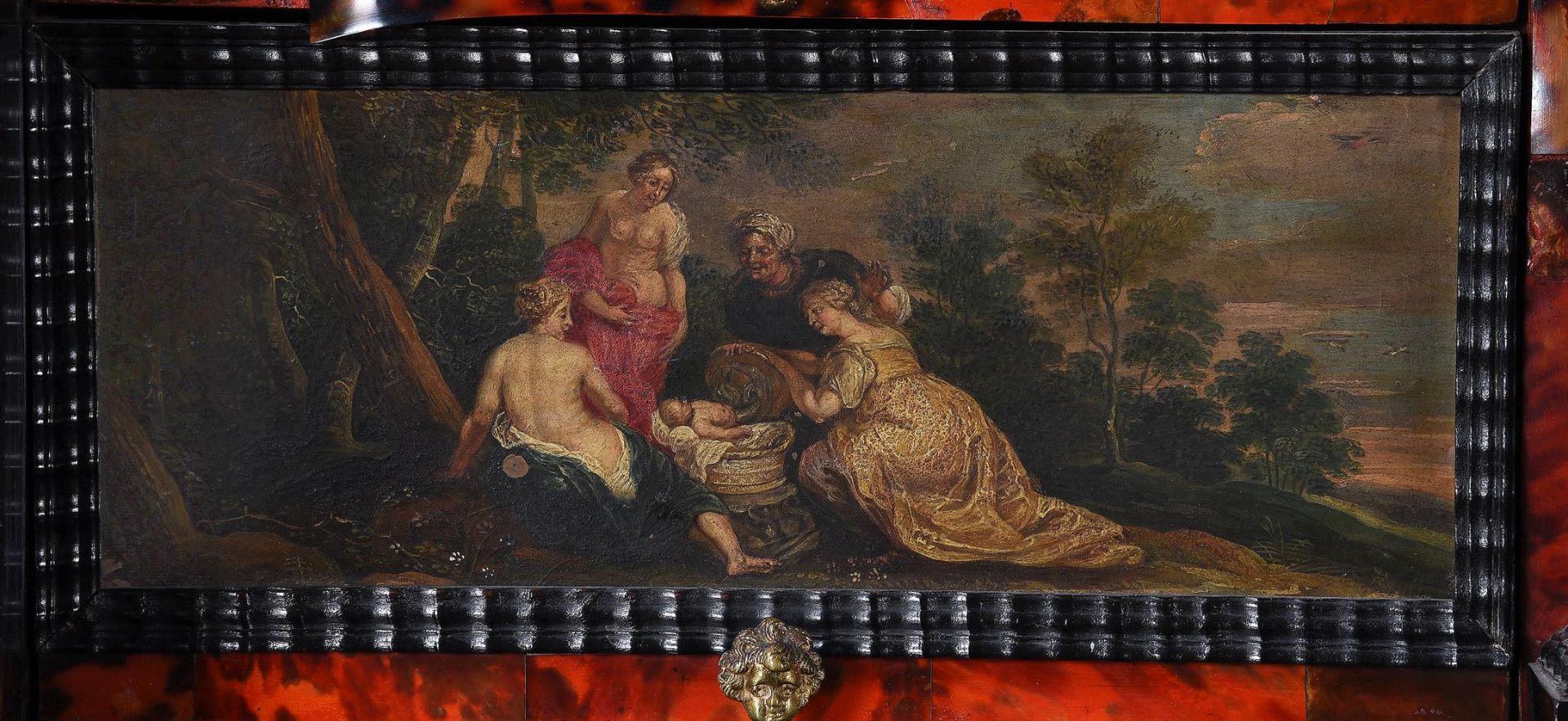 Y A FLEMISH EBONY, TORTOISESHELL AND POLYCHROME PAINTED CABINET ON STAND - Image 14 of 26