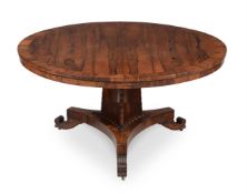 Y A GEORGE IV ROSEWOOD AND CROSSBANDED CENTRE TABLE, CIRCA 1825