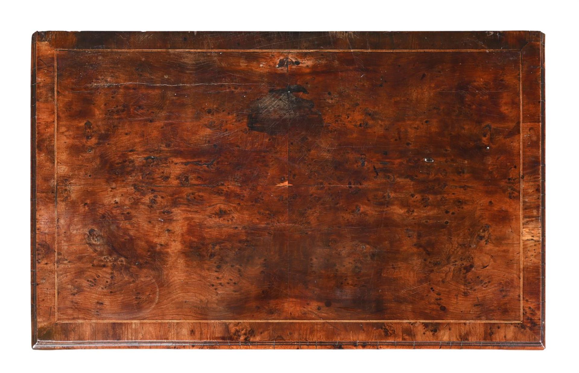 A GEORGE II BURR YEW AND LINE INLAID KNEEHOLE DESK, CIRCA 1740 - Image 3 of 4
