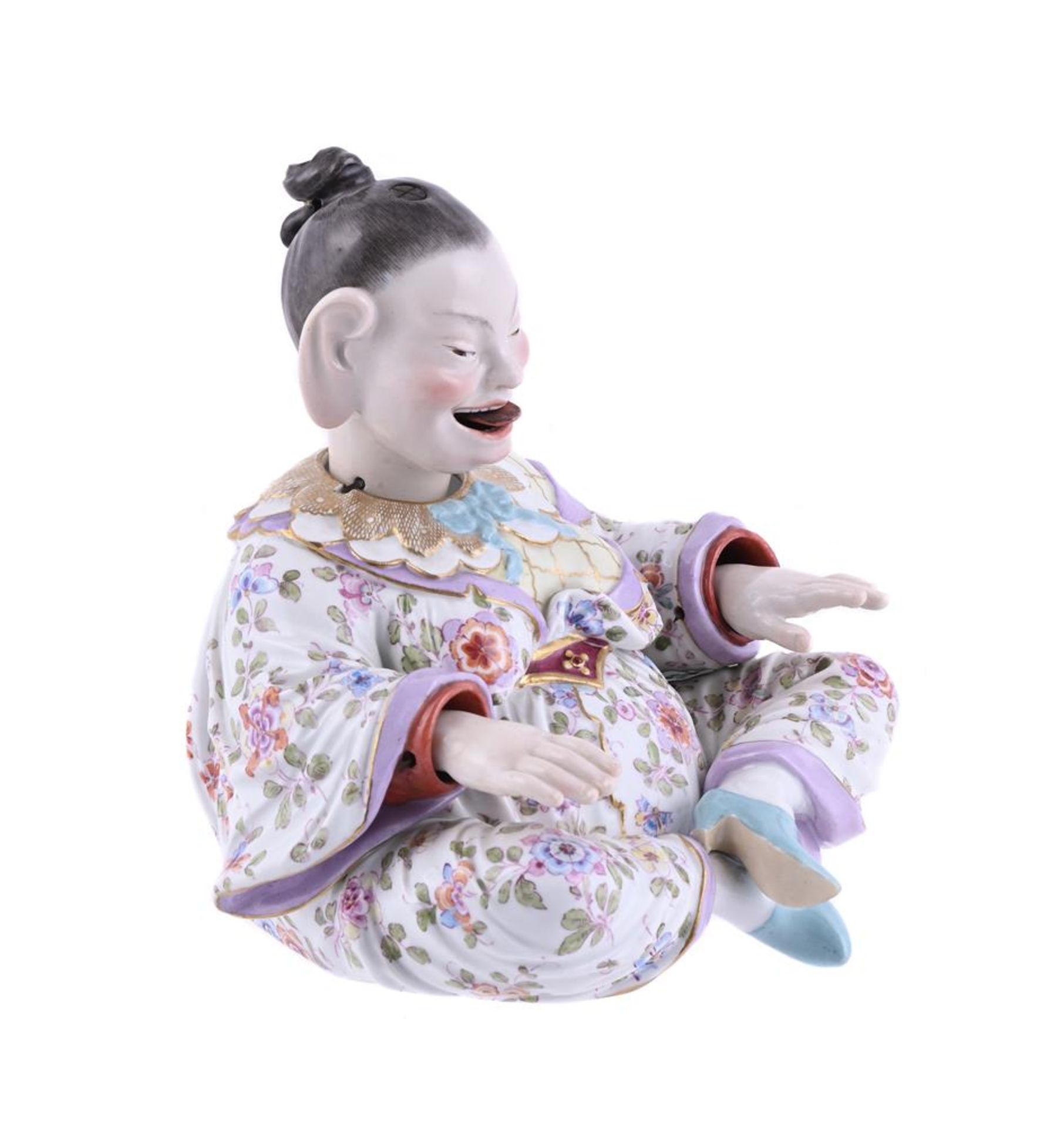 A MEISSEN ARTICULATED FIGURE OF A SEATED CHINESE FIGURE, LATE 19TH CENTURY - Image 2 of 2