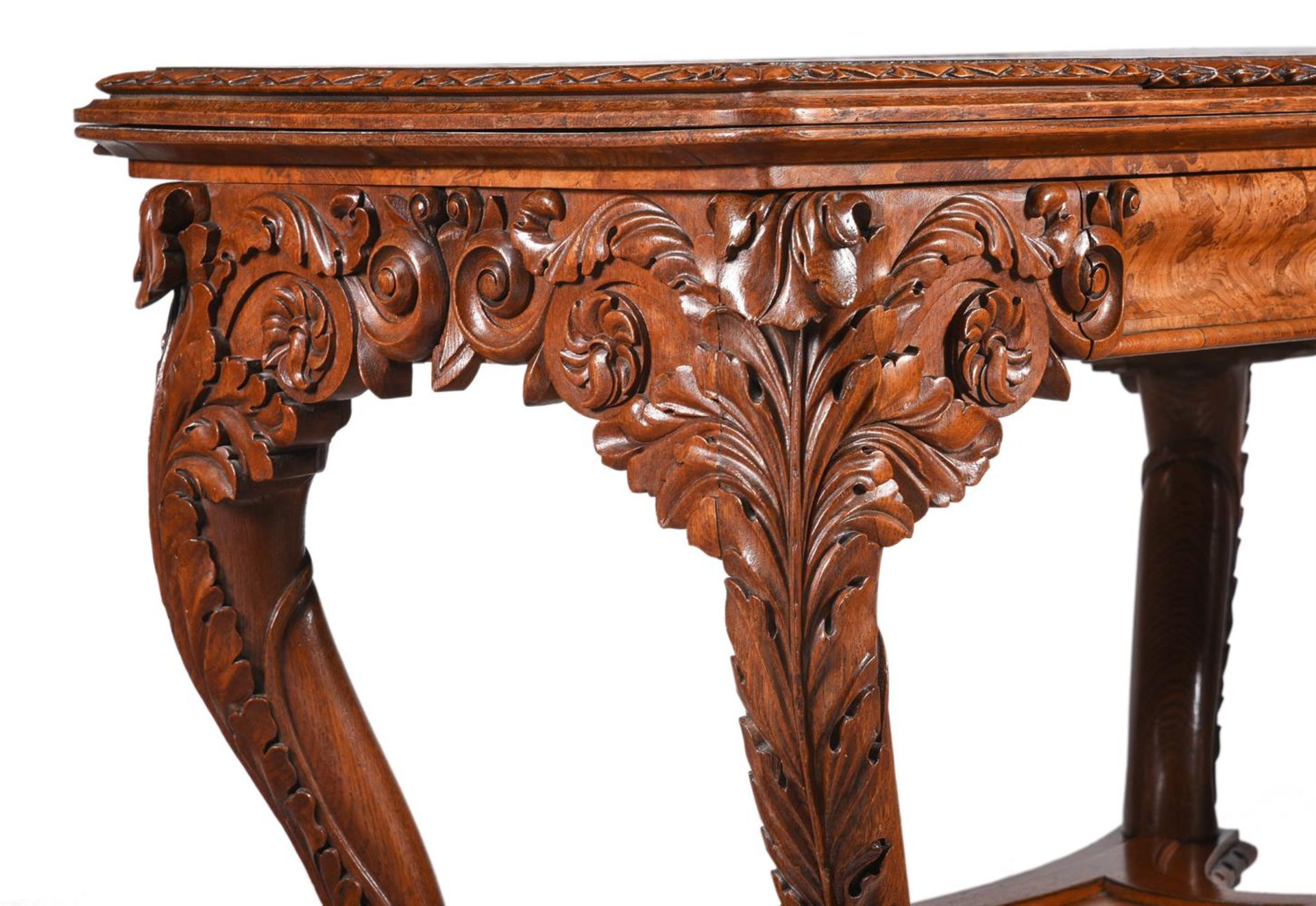 Y A GEORGE IV BURR OAK, ASH AND WALNUT CENTRE CARD TABLE, ATTRIBUTED TO GILLOWS, CIRCA 1830 - Image 11 of 15