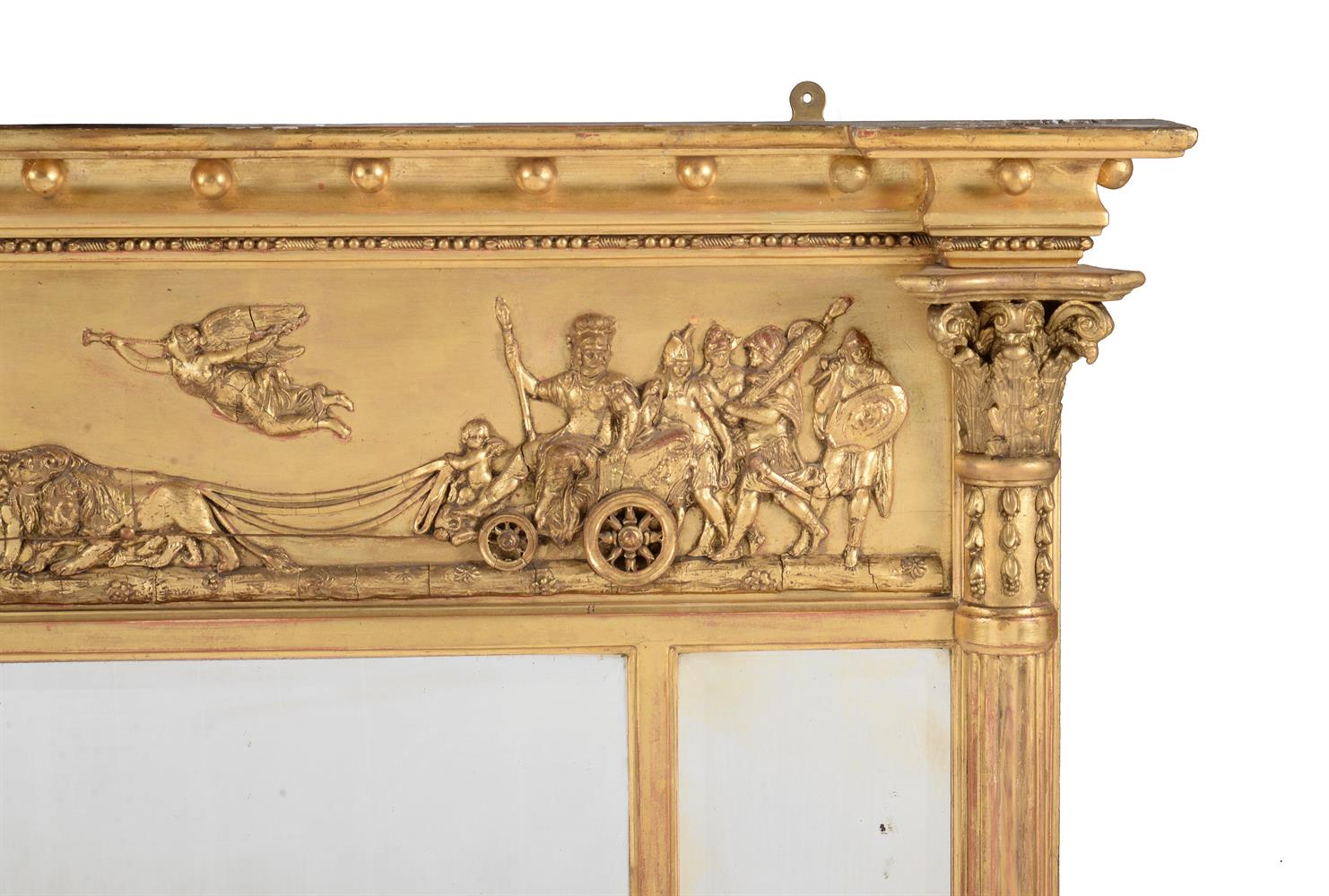 A GILTWOOD AND GILT GESSO OVERMANTEL WALL MIRROR, EARLY 19TH CENTURY - Image 3 of 4