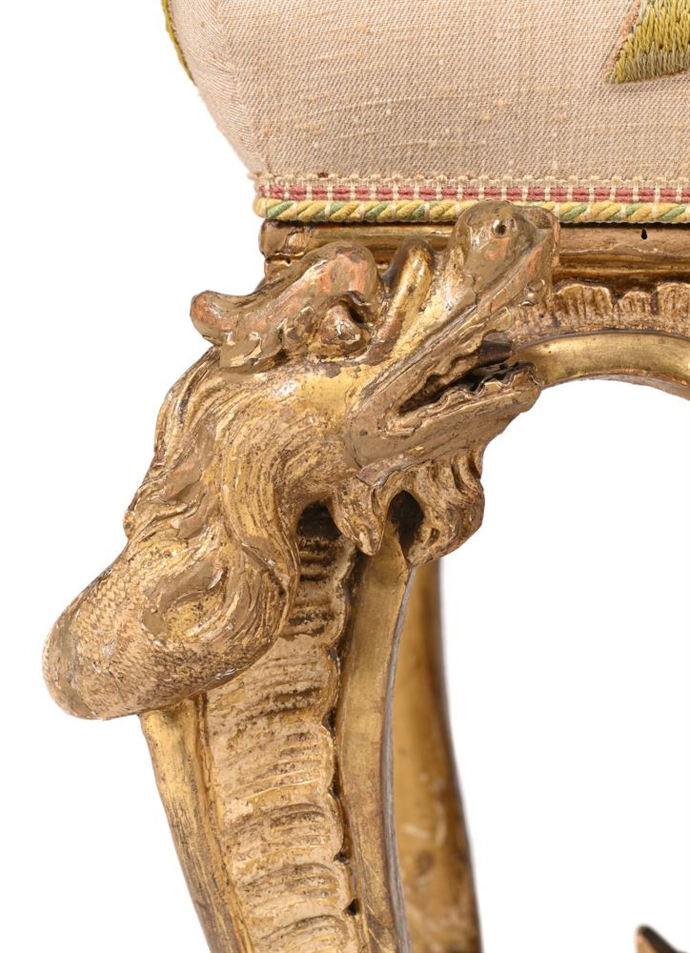 A CARVED GILTWOOD STOOL, PROBABLY GERMAN, IN THE MANNER OF FERDINAND TIETZ, CIRCA 1730 - Image 3 of 8