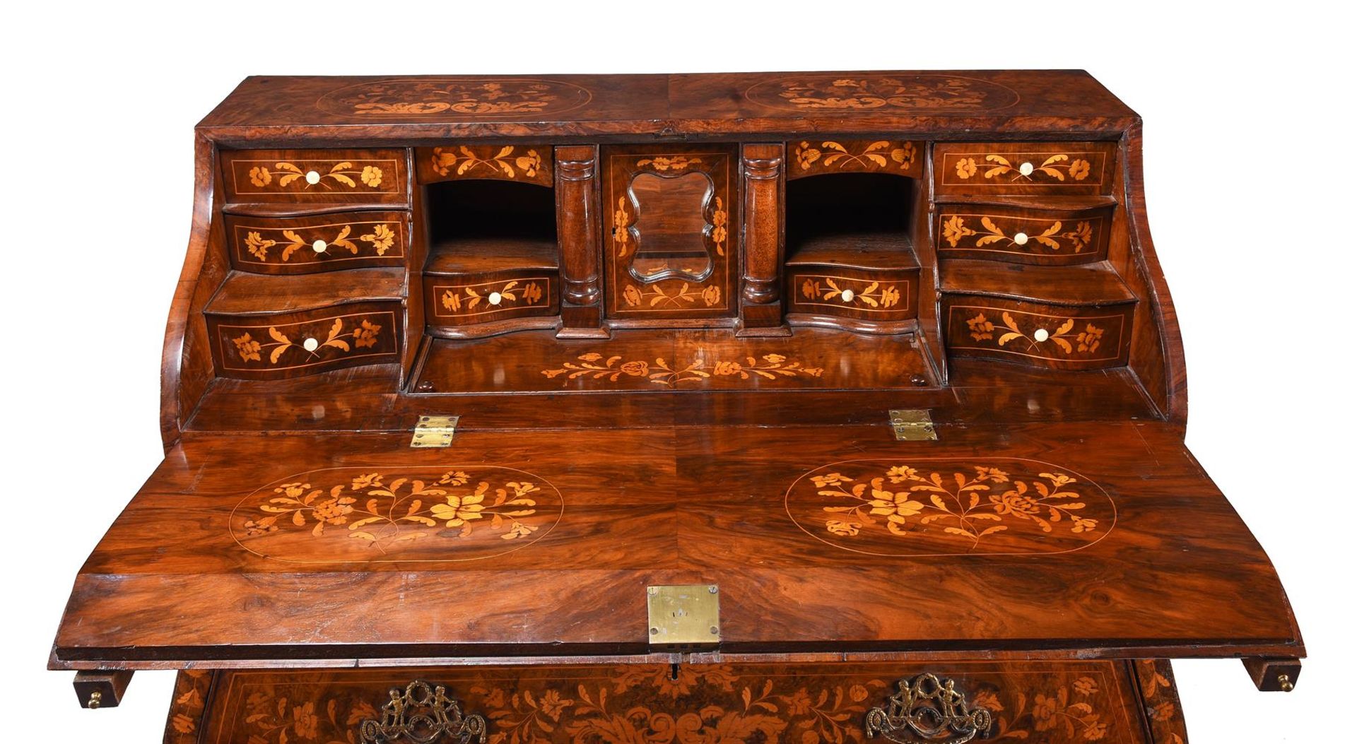 A DUTCH WALNUT AND FLORAL MARQUETRY BUREAU, LATE 18TH CENTURY - Image 5 of 6