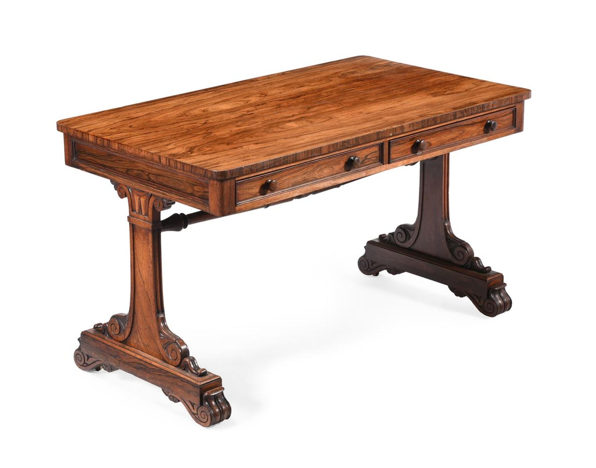 Y A GEORGE IV ROSEWOOD LIBRARY TABLE, IN THE MANNER OF GILLOWS, CIRCA 1825