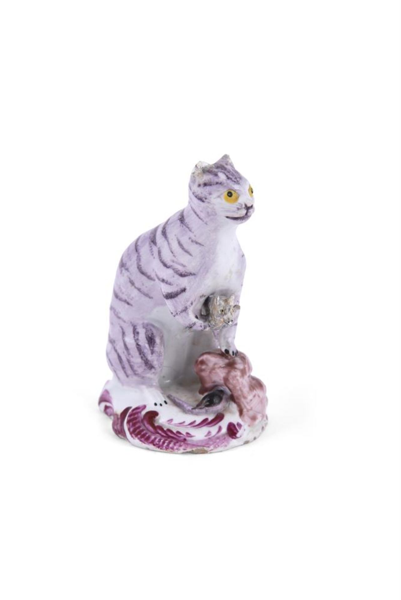 A BOW PORCELAIN MODEL OF A CAT WITH MOUSE, CIRCA 1760 - Image 2 of 5