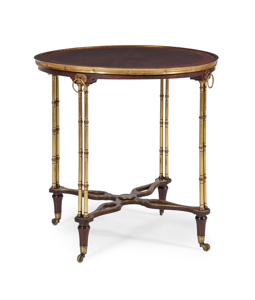 A GILT METAL MOUNTED MAHOGANY CENTRE OR OCCASIONAL TABLE, REFERRED TO AS A 'GUERIDON A L'ANGLAISE'