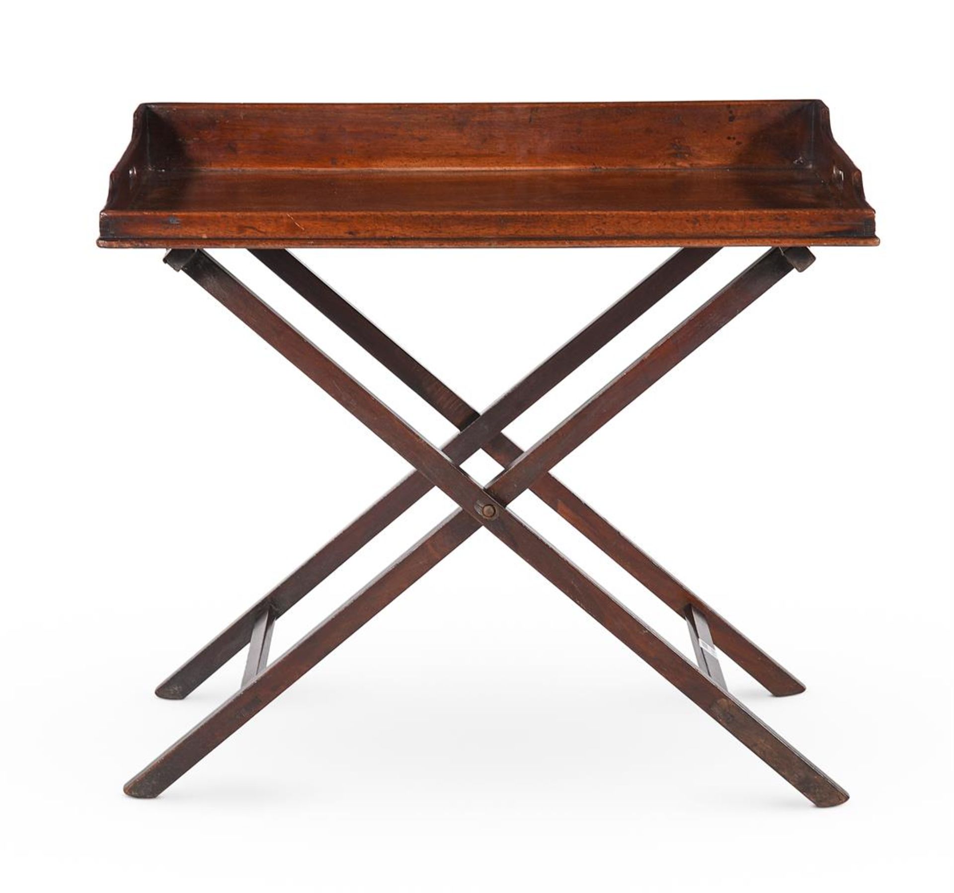 A MAHOGANY BUTLERS TRAY ON STAND, LATE 18TH OR EARLY 19TH CENTURY - Image 2 of 3