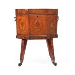 Y A SATINWOOD AND MARQUETRY OCTAGONAL CELLARET, 19TH CENTURY