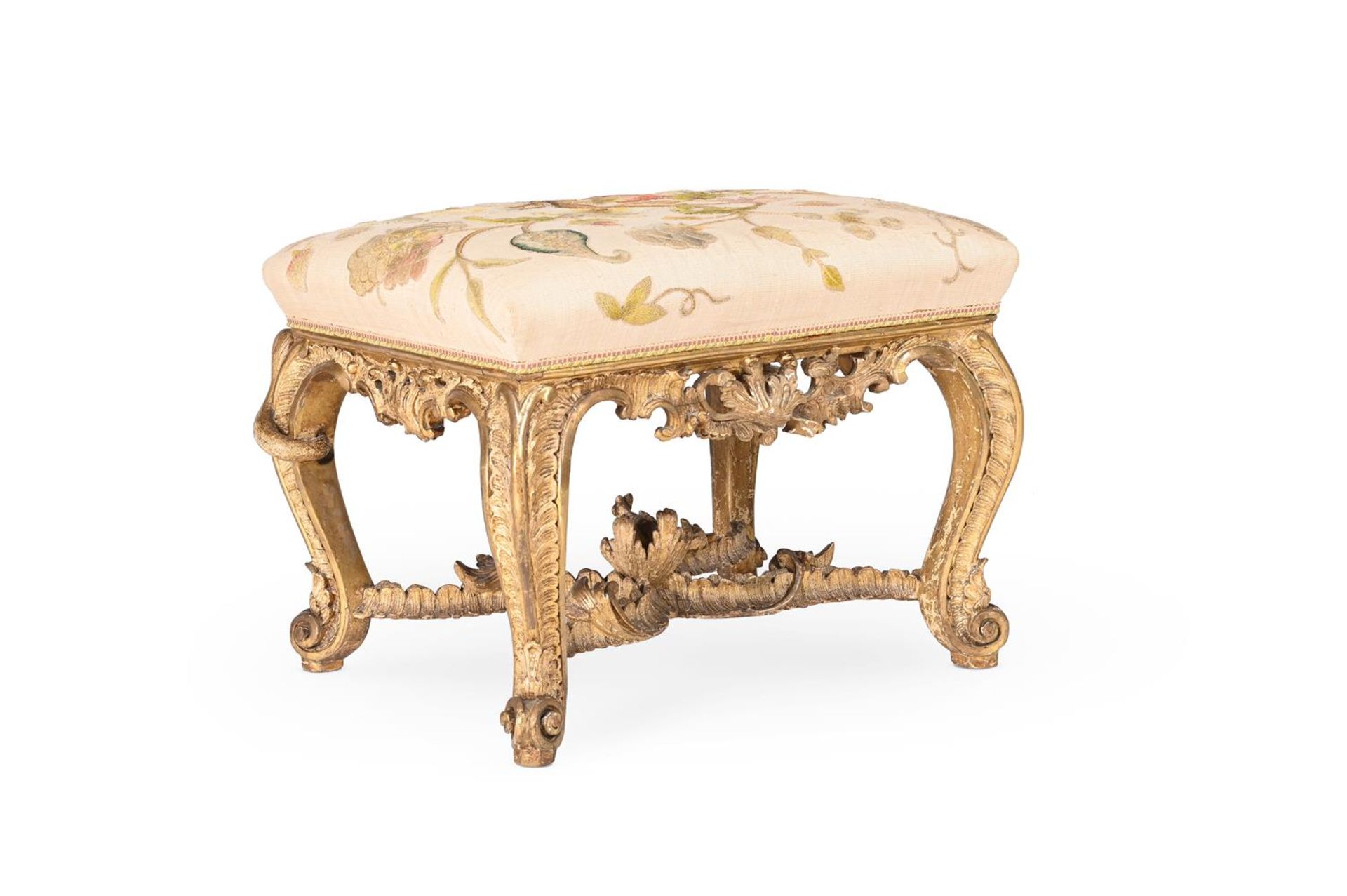 A CARVED GILTWOOD STOOL, PROBABLY GERMAN, IN THE MANNER OF FERDINAND TIETZ, CIRCA 1730 - Image 5 of 8