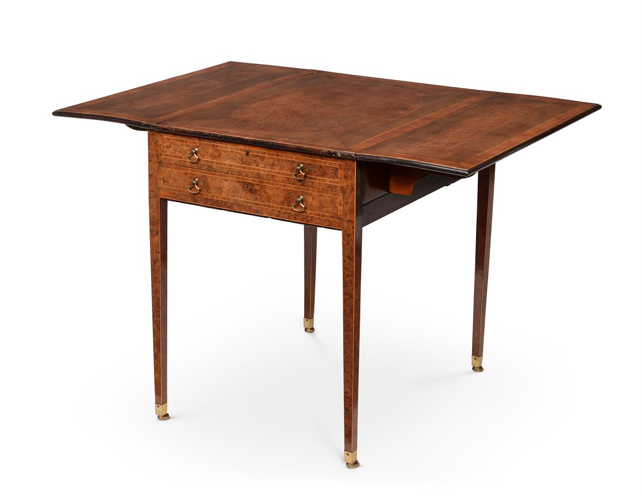 Y A GEORGE III BURR YEW AND HAREWOOD 'HARLEQUIN' PEMBROKE TABLE, ATTRIBUTED TO INCE & MAYHEW - Image 6 of 6