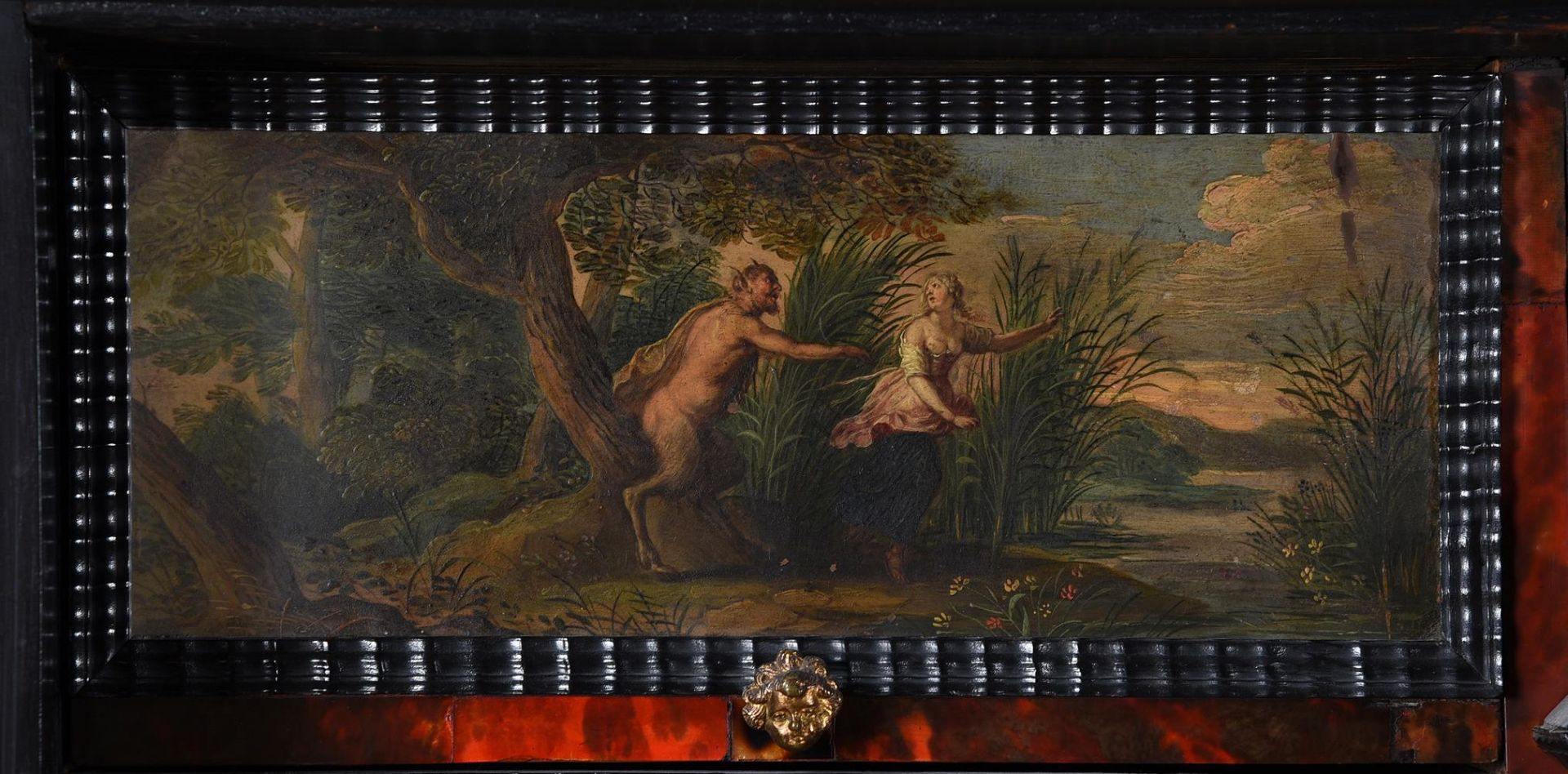 Y A FLEMISH EBONY, TORTOISESHELL AND POLYCHROME PAINTED CABINET ON STAND - Image 17 of 26