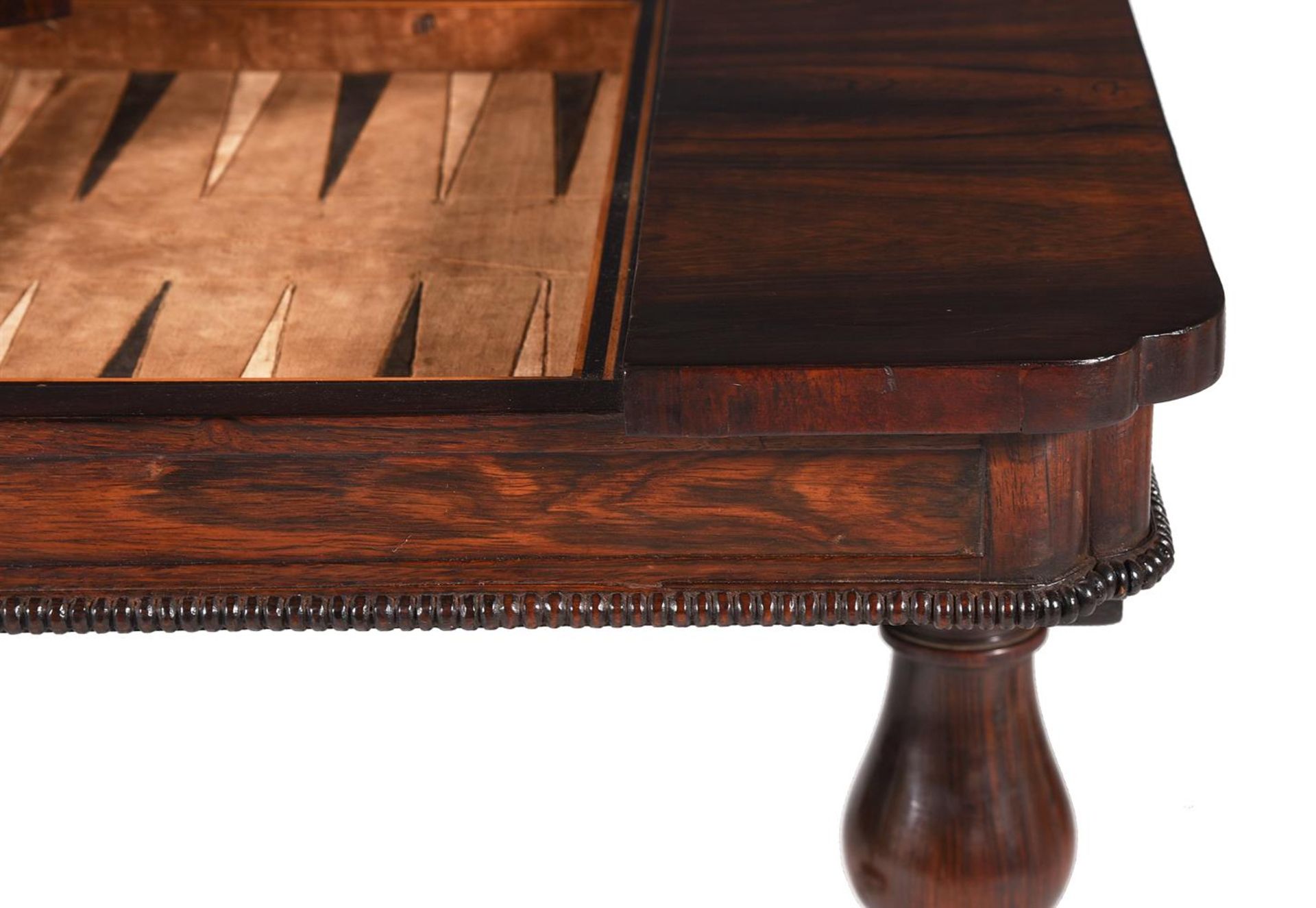 Y A GEORGE IV ROSEWOOD AND SIMULATED ROSEWOOD GAMES TABLE, ATTRIBUTED TO GILLOWS, CIRCA 1825 - Image 6 of 6