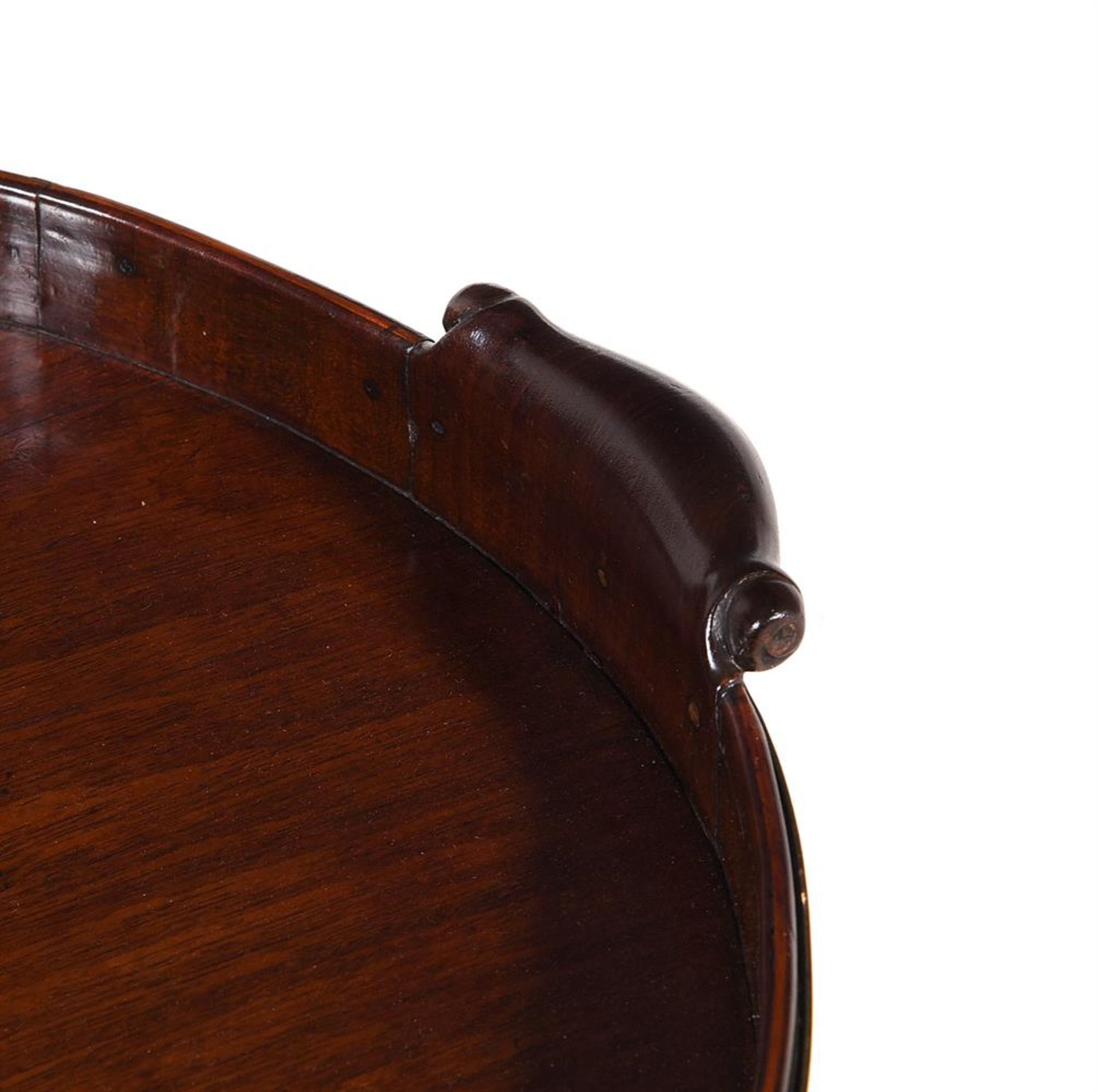 A GEORGE III MAHOGANY AND BRASS BOUND TRAY, IN THE MANNER OF GILLOWS - Image 2 of 2