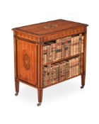 Y A VICTORIAN SATINWOOD AND MARQUETRY OPEN BOOKCASE, SECOND HALF 19TH CENTURY