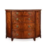 A GEORGE III MAHOGANY AND LINE INLAID BOWFRONT COMMODE, CIRCA 1790