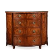A GEORGE III MAHOGANY AND LINE INLAID BOWFRONT COMMODE, CIRCA 1790