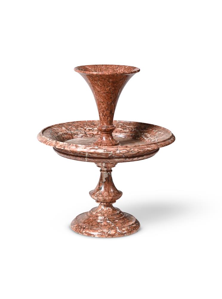 A ROUGE MARBLE CENTREPIECE, PROBABLY ITALIAN OR FRENCH, LATE 19TH CENTURY