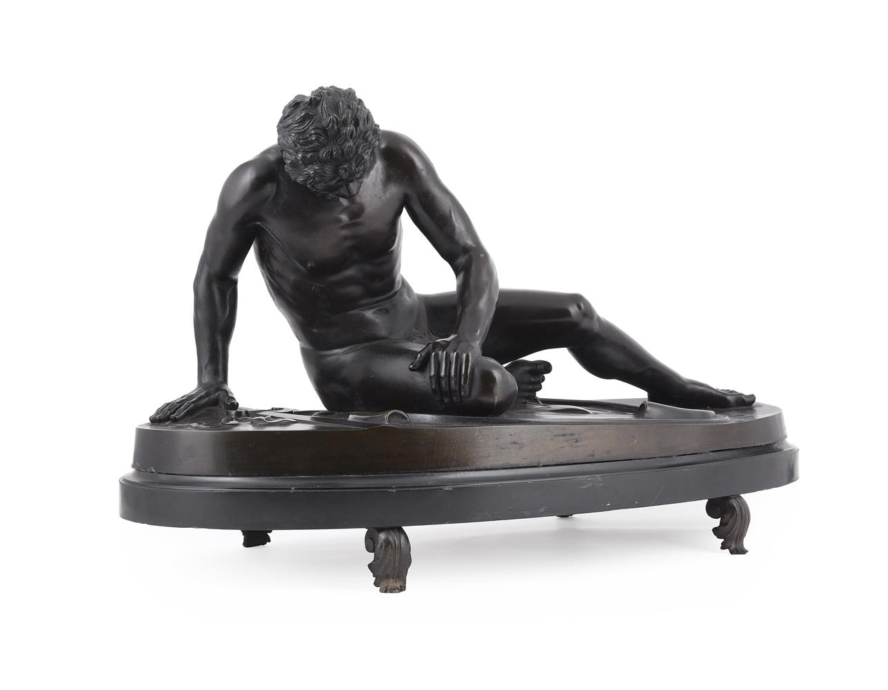 AUGUSTO ROHRICH (ITALIAN, 19TH CENTURY) A BRONZE FIGURE 'THE DYING GAUL'