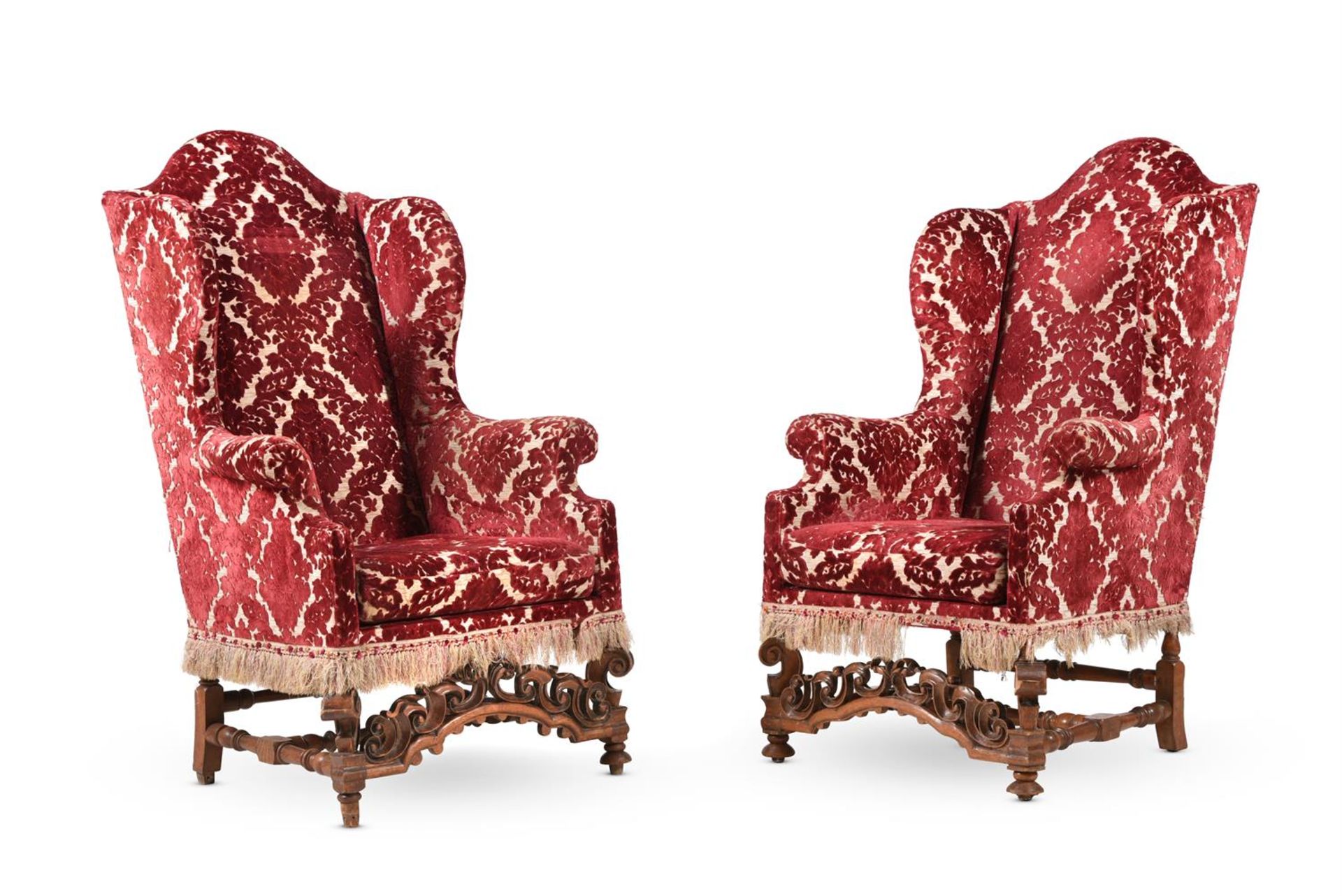 A SET OF THREE WALNUT WING ARMCHAIRS, IN WILLIAM & MARY STYLE, - Image 2 of 5